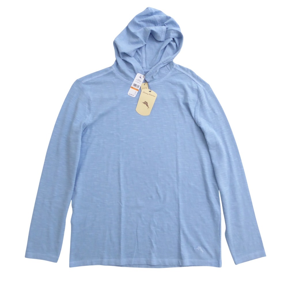 Tommy Bahama Mens Keys Escape Hoodie Chambray Blue Slub Knit Small